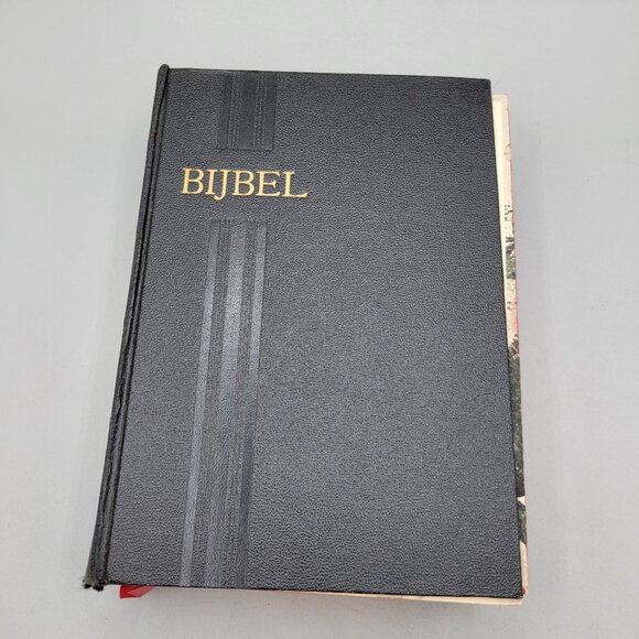 1938 Bijbel Dutch Bible Hardcover Black Leather With Family Photos and Tree - Picture 1 of 16